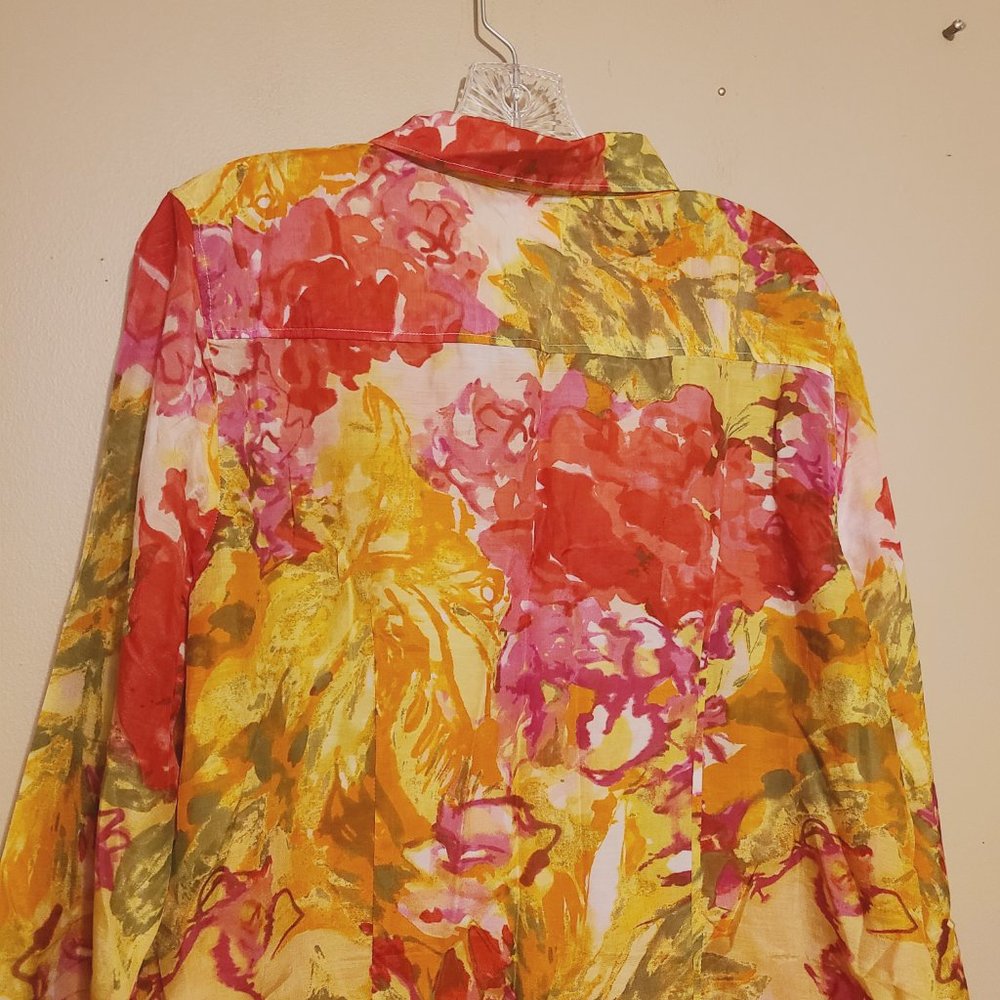 J. Crew Factory | Women's Floral Print The Perfect Button-Down Shirt (Size XL) - Picture 9 of 11